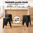 tackable puzzle stools in a kitchen setting with text highlighting their design.