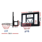 Basketball hoop set with dimensions labeled on a white background