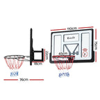 Basketball hoop set with dimensions labeled on a white background