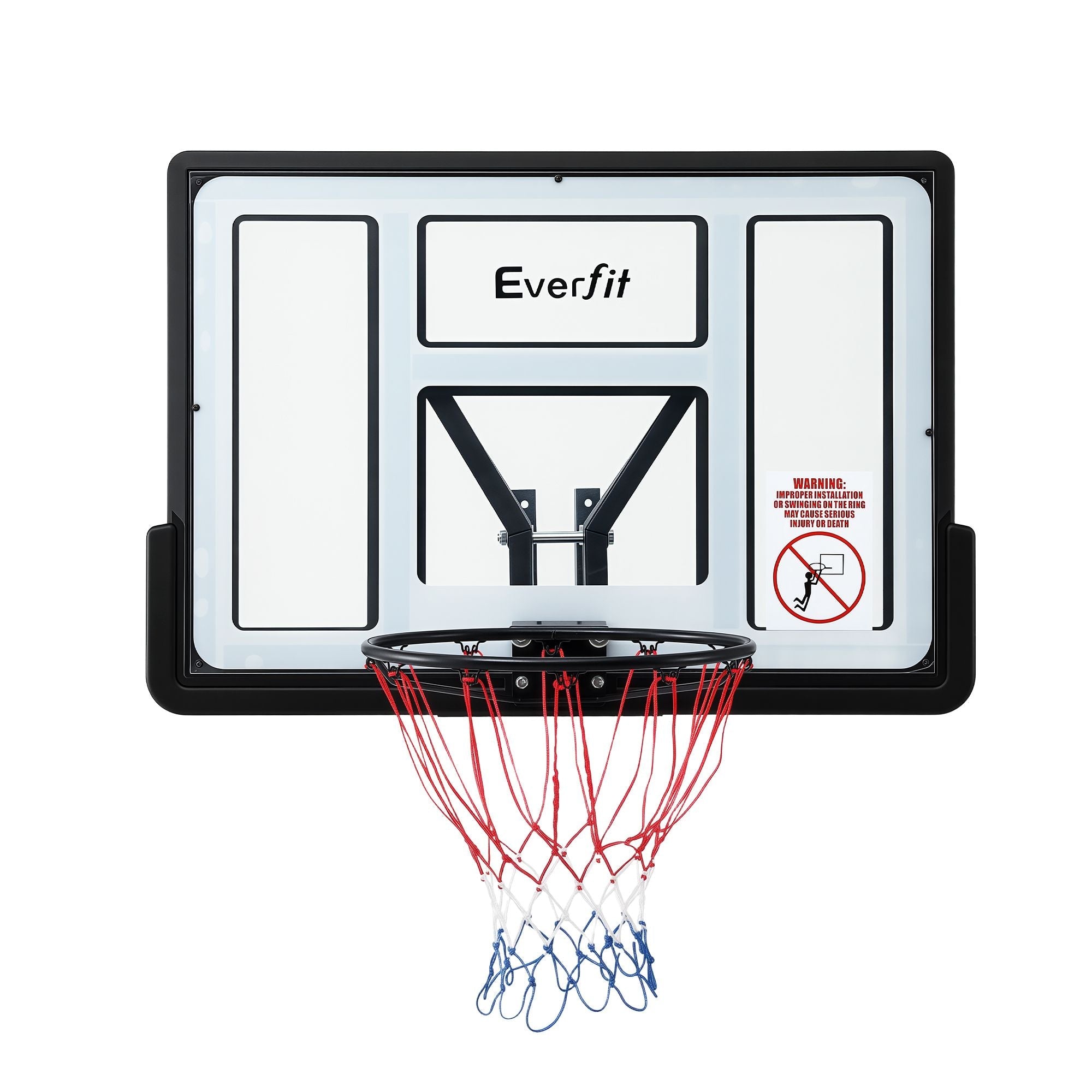 Basketball hoop with Everfit branding on a white background
