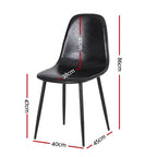 Black chair with dimensions marked on a white background