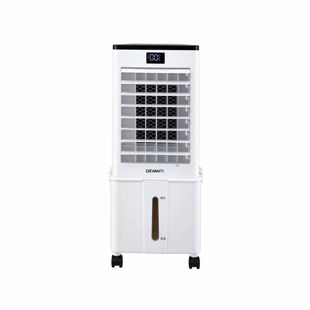 Bring a cooler, more comfortable breeze into your home with this Devanti 8L evaporative air cooler. It combines fan circulation, evaporative cooling and humidifying functionality, with an 8L water tank and four reusable ice packs for refreshing airflow when the weather heats up.