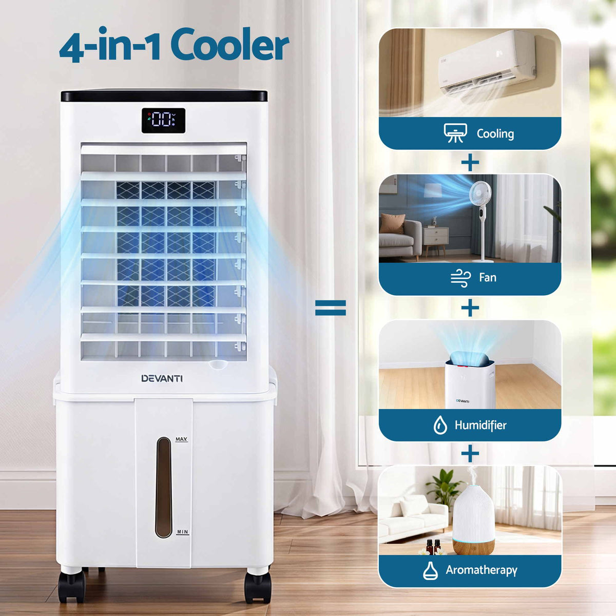 Devanti 8L 3-in-1 Evaporative Air Cooler with Remote Control