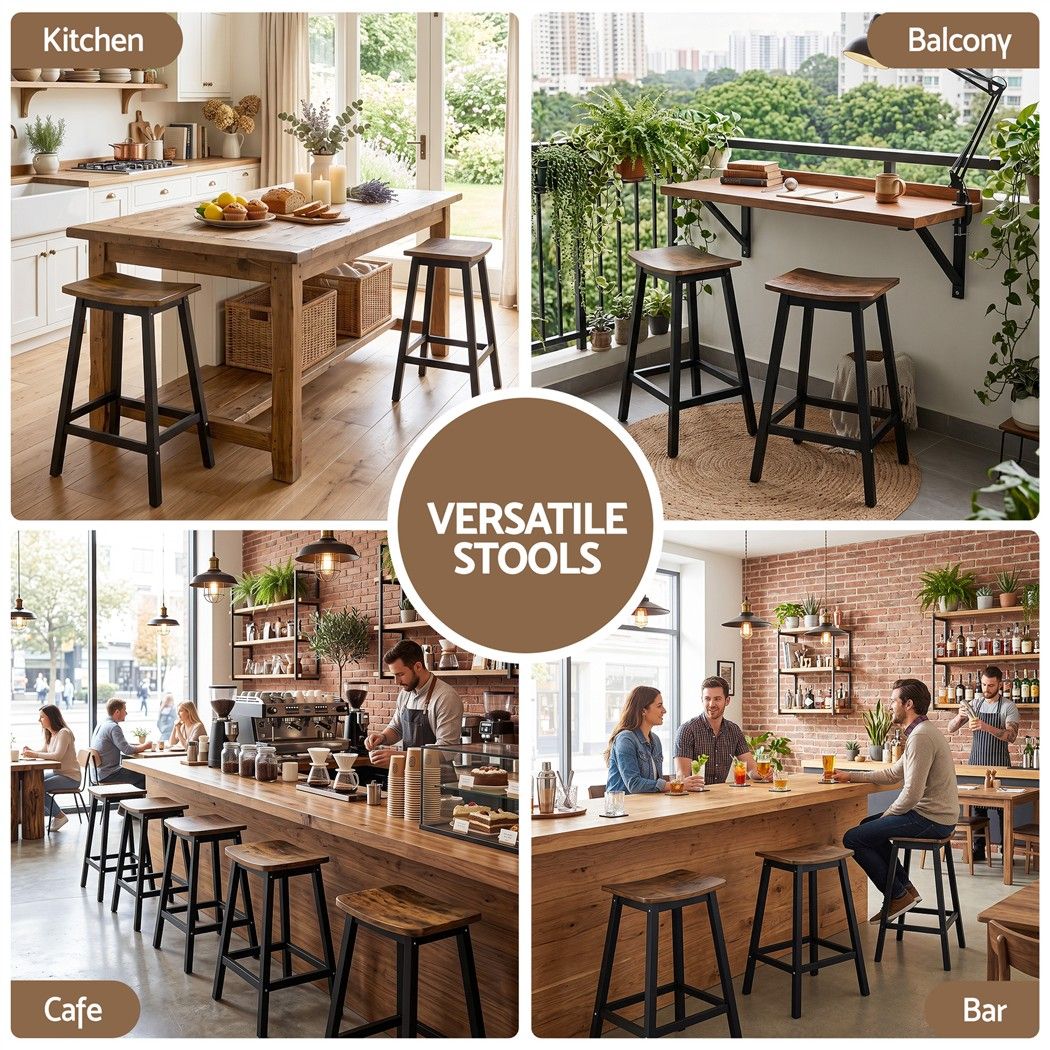 Artiss Bar Stools Set of 2 – Industrial Rustic Kitchen Counter Stools