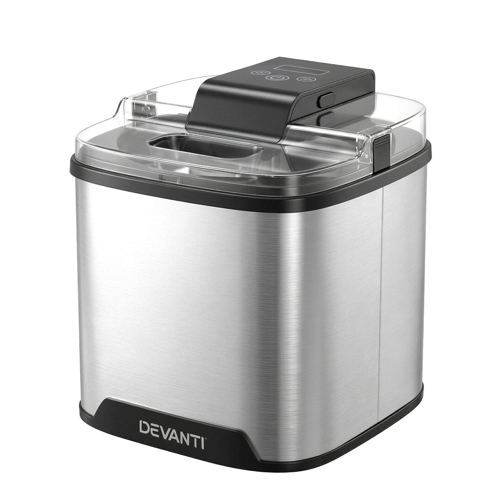 Devanti ice cream maker with clear container on a white background