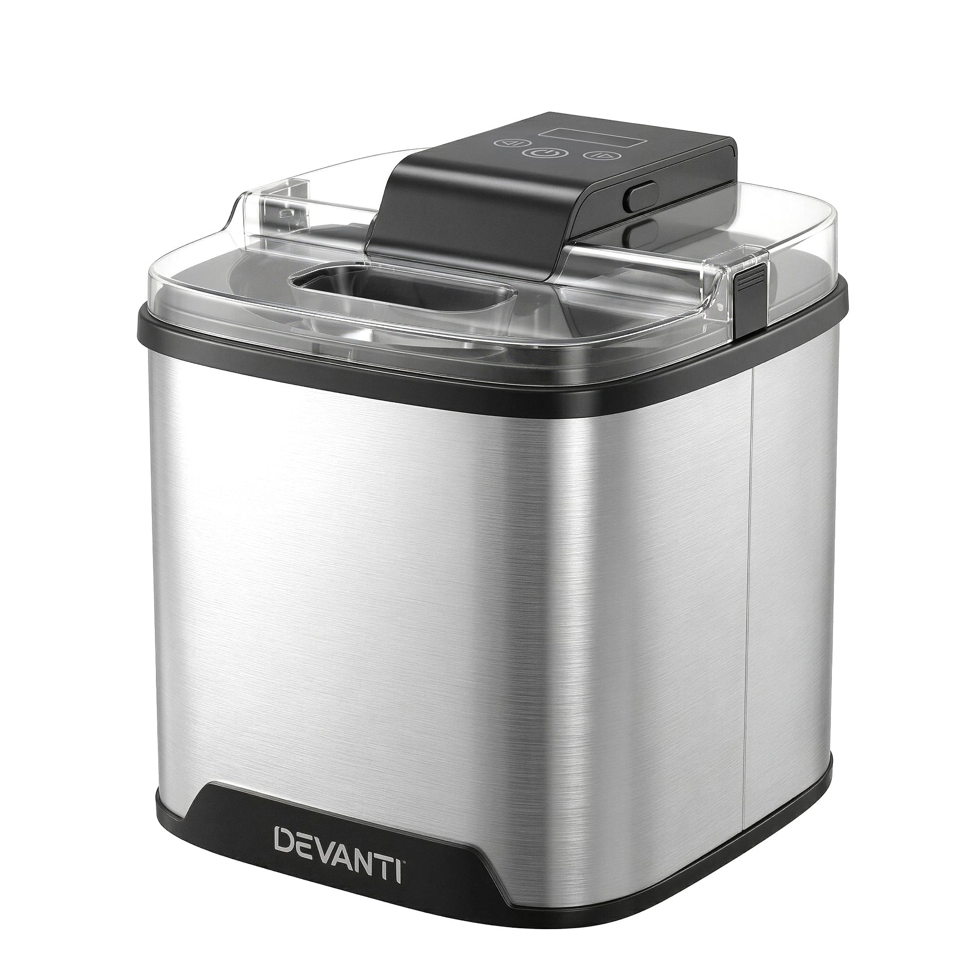 Devanti ice cream maker with clear container on a white background