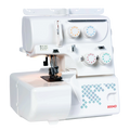 White Janome 8004d overlocker sewing machine with control panels on a white background