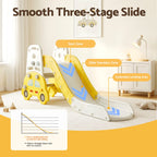 Children's slide with labeled zones in a room setting