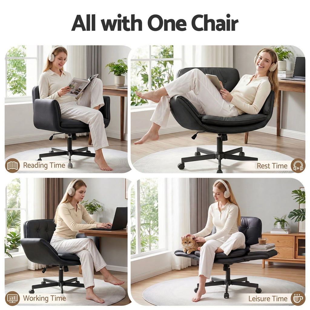 Multifunctional chair used for reading, resting, working, and leisure activities.