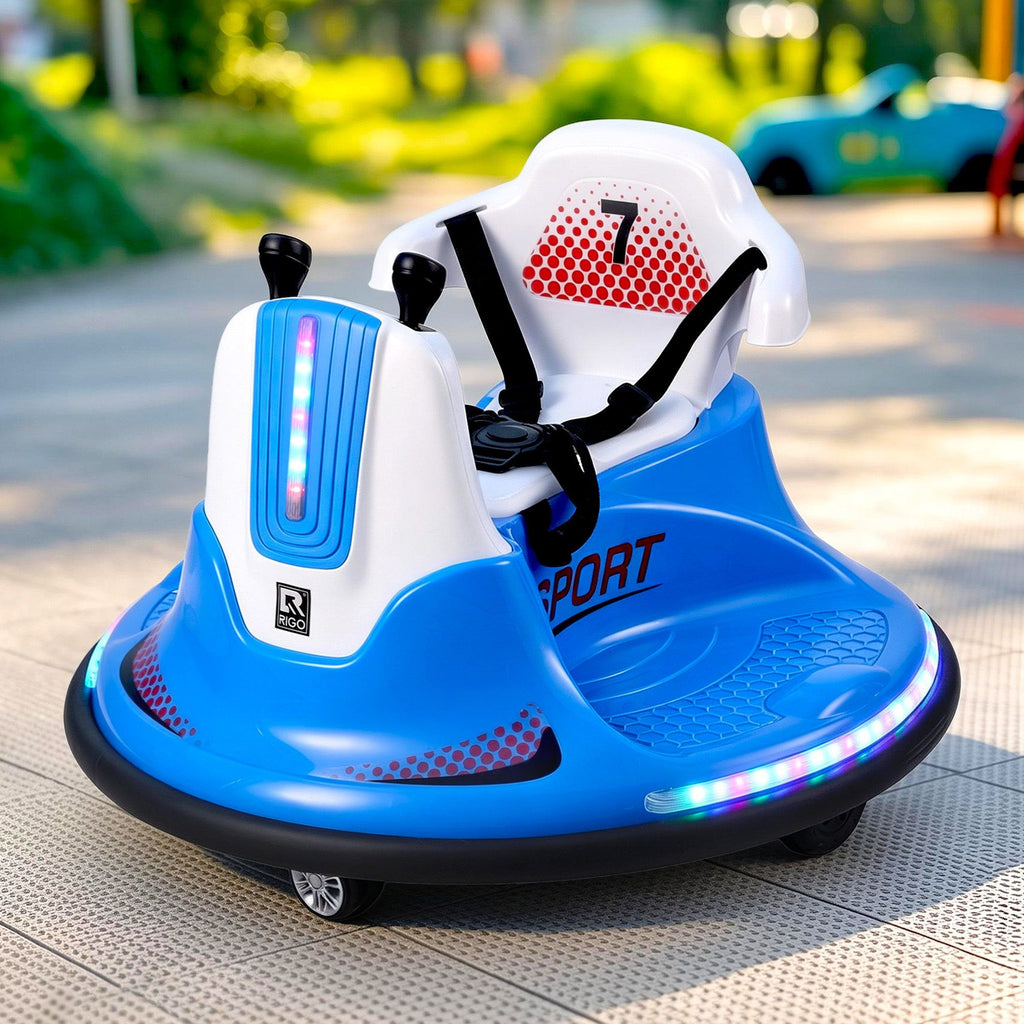 Rigo 12V Kids Bumper Ride-On Car — Blue