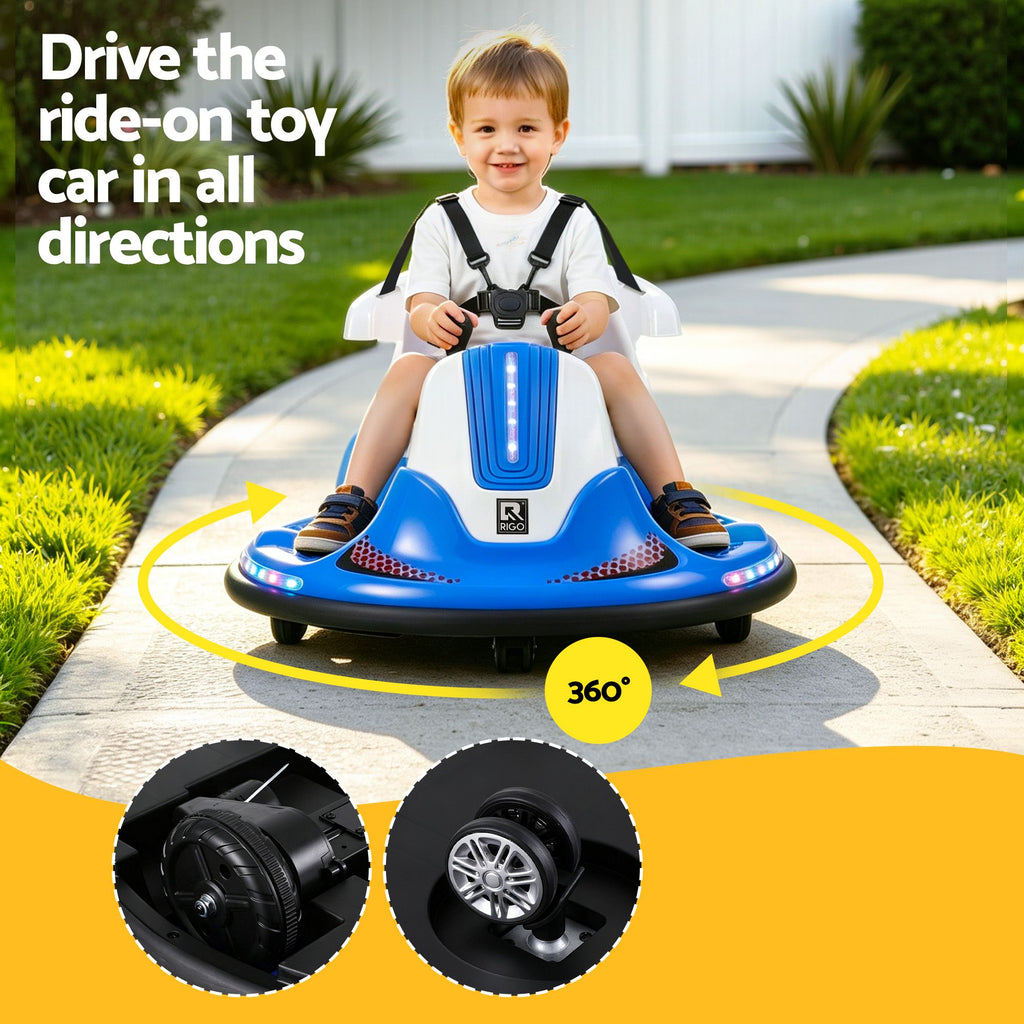 Rigo 12V Kids Bumper Ride-On Car — Blue