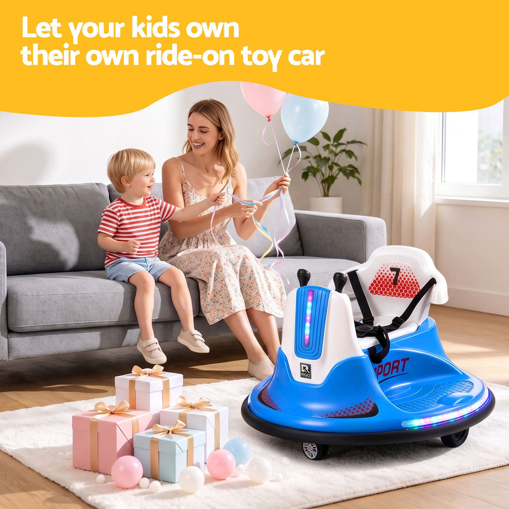 Rigo 12V Kids Bumper Ride-On Car — Blue