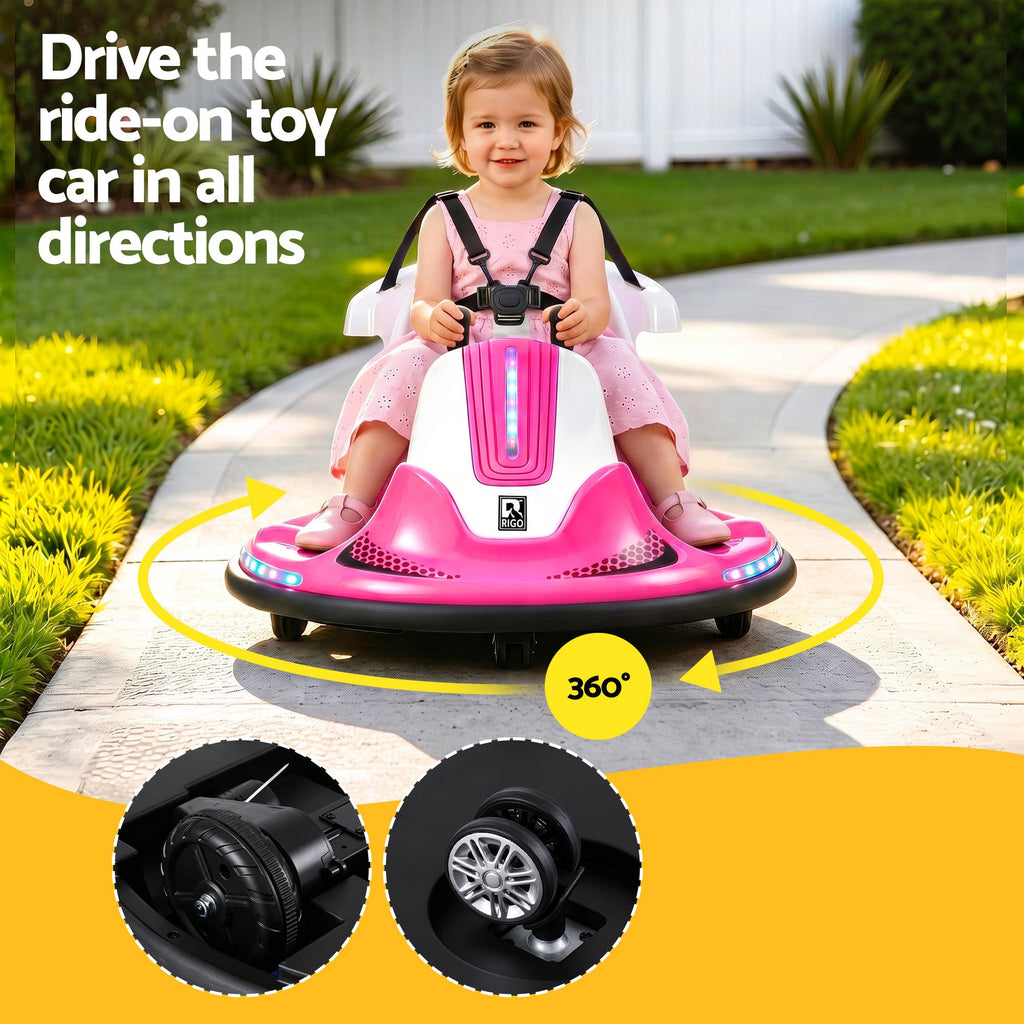 Toy bumper car drives in all directions