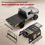 Model truck with detachable rear compartment on a beige background
