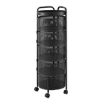 Black mesh rolling cart on a white background