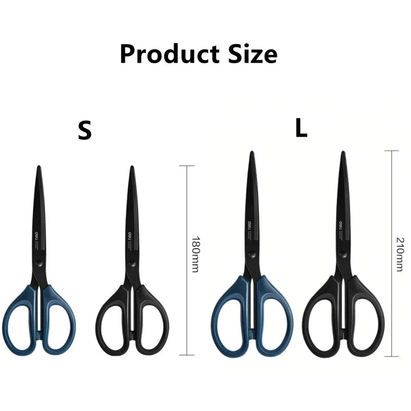 Comparison of small (S) and large (L) scissors with measurements on a white background