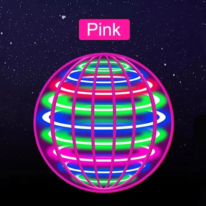 Colorful glowing sphere with 'Pink' label on a dark background
