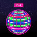 Colorful glowing sphere with 'Pink' label on a dark background