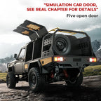 Off-road vehicle with open door in a mountainous landscape