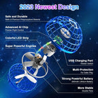 Diagram of a drone with features highlighted on a space-themed background