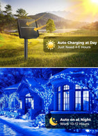 wo images showing outdoor charging and lighting systems with text indicating charging and lighting durations.

Details