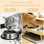 Elevated Cat Feeder with Stainless Steel Bowls & Wooden-Look Stand