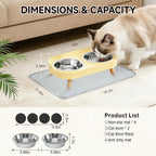 Elevated Cat Feeder with Stainless Steel Bowls & Wooden-Look Stand