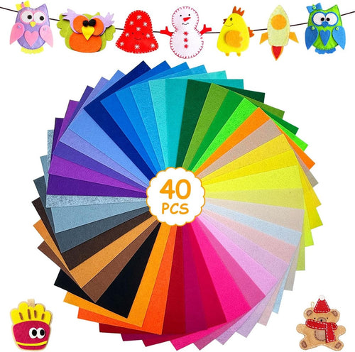 Set of 40 colorful craft paper sheets with decorative items at the top and bottom.