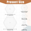 Hexagonal product cutouts with measurements on a grid background