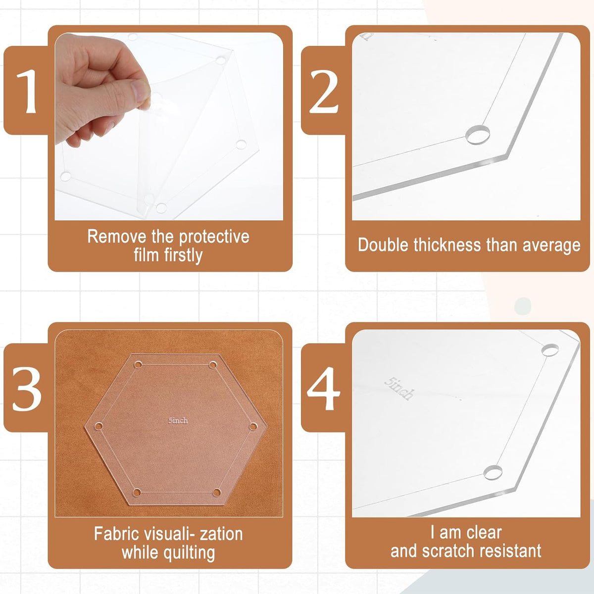 Step-by-step guide on using a clear acrylic sheet with text instructions.