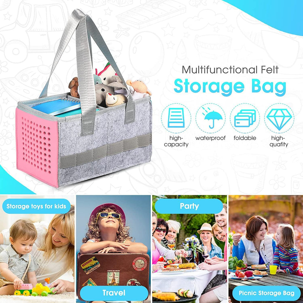 Multifunctional felt storage bag with various uses including travel, party, and picnic.