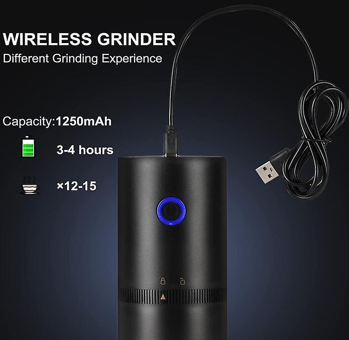 Wireless grinder with USB cable on a dark background