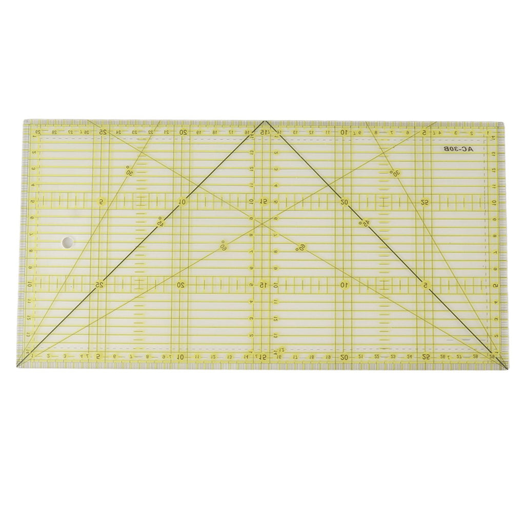 Quilting ruler with grid lines on a white background