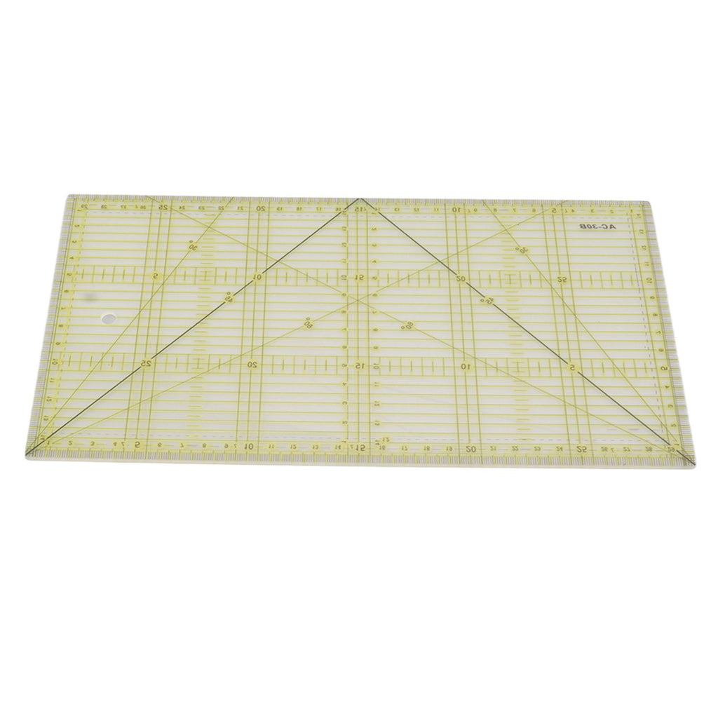 Clear acrylic ruler with grid lines on a white background