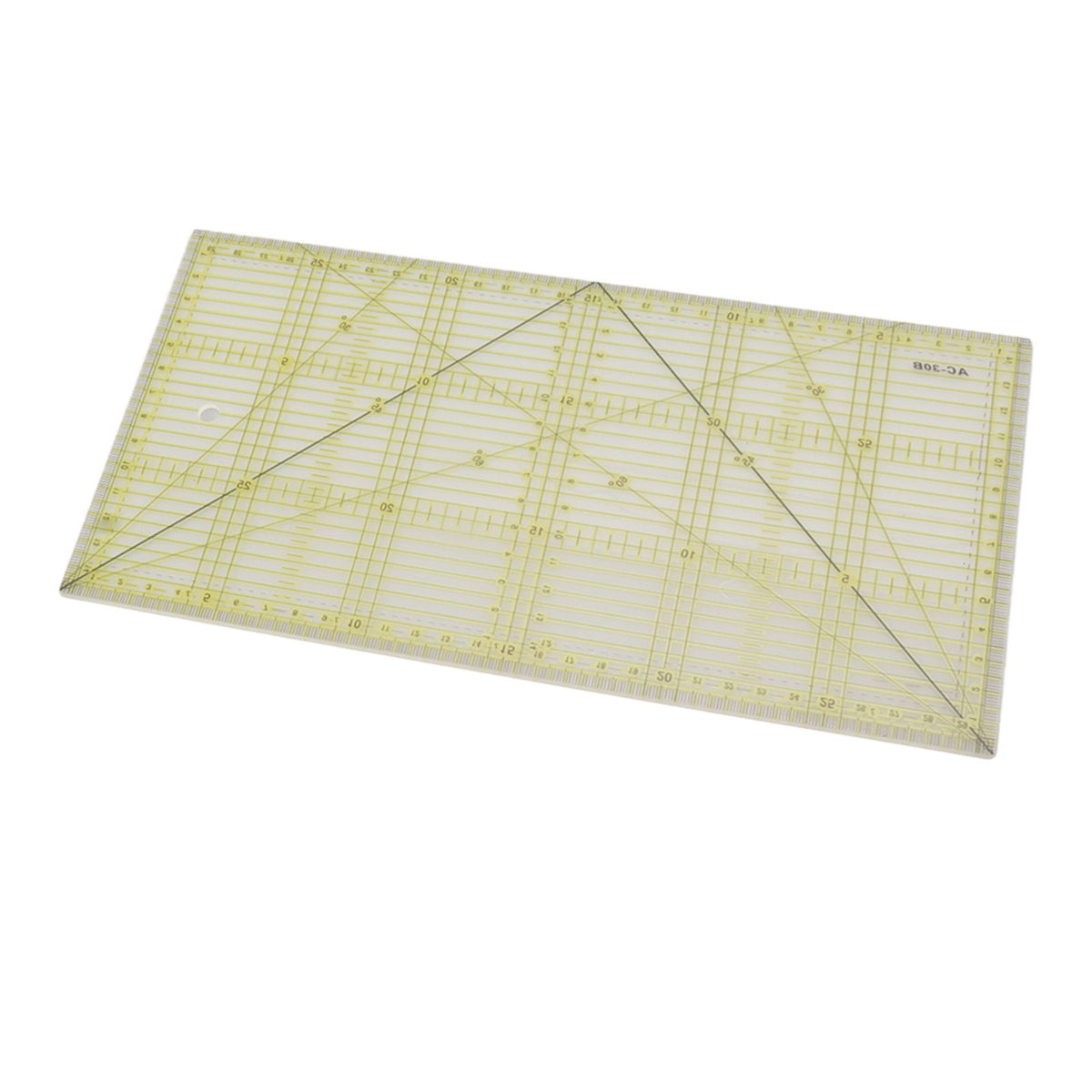 Quilting ruler with grid lines on a white background