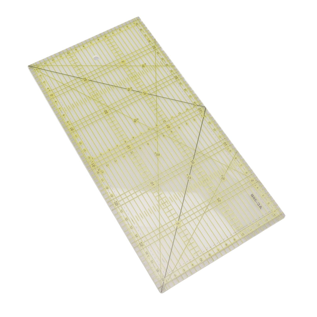 Clear acrylic ruler with grid lines on a white background