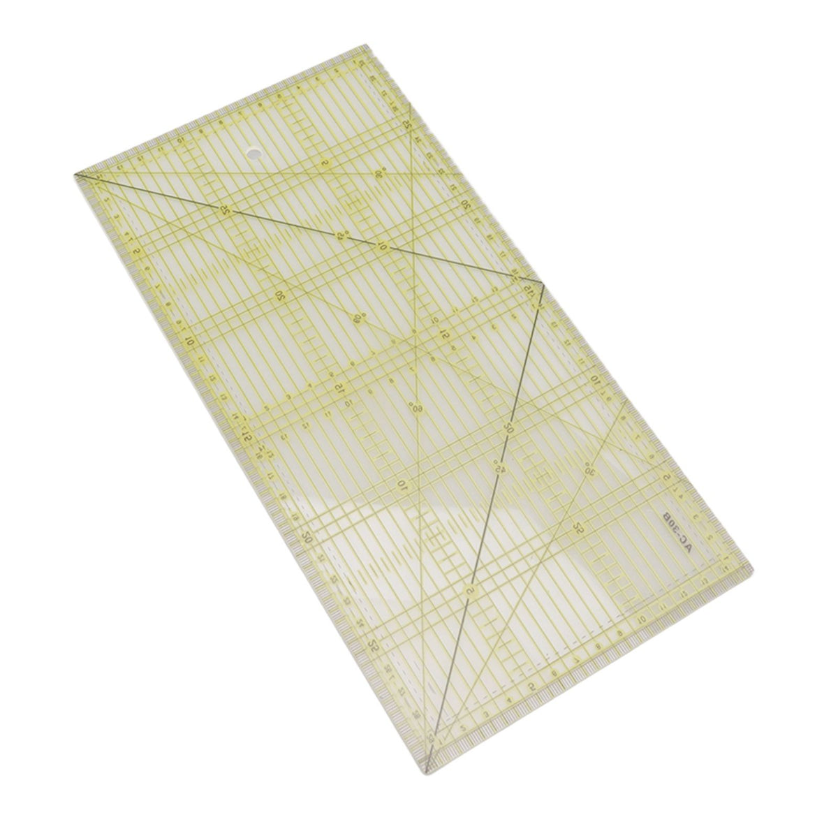 Clear acrylic ruler with grid lines on a white background