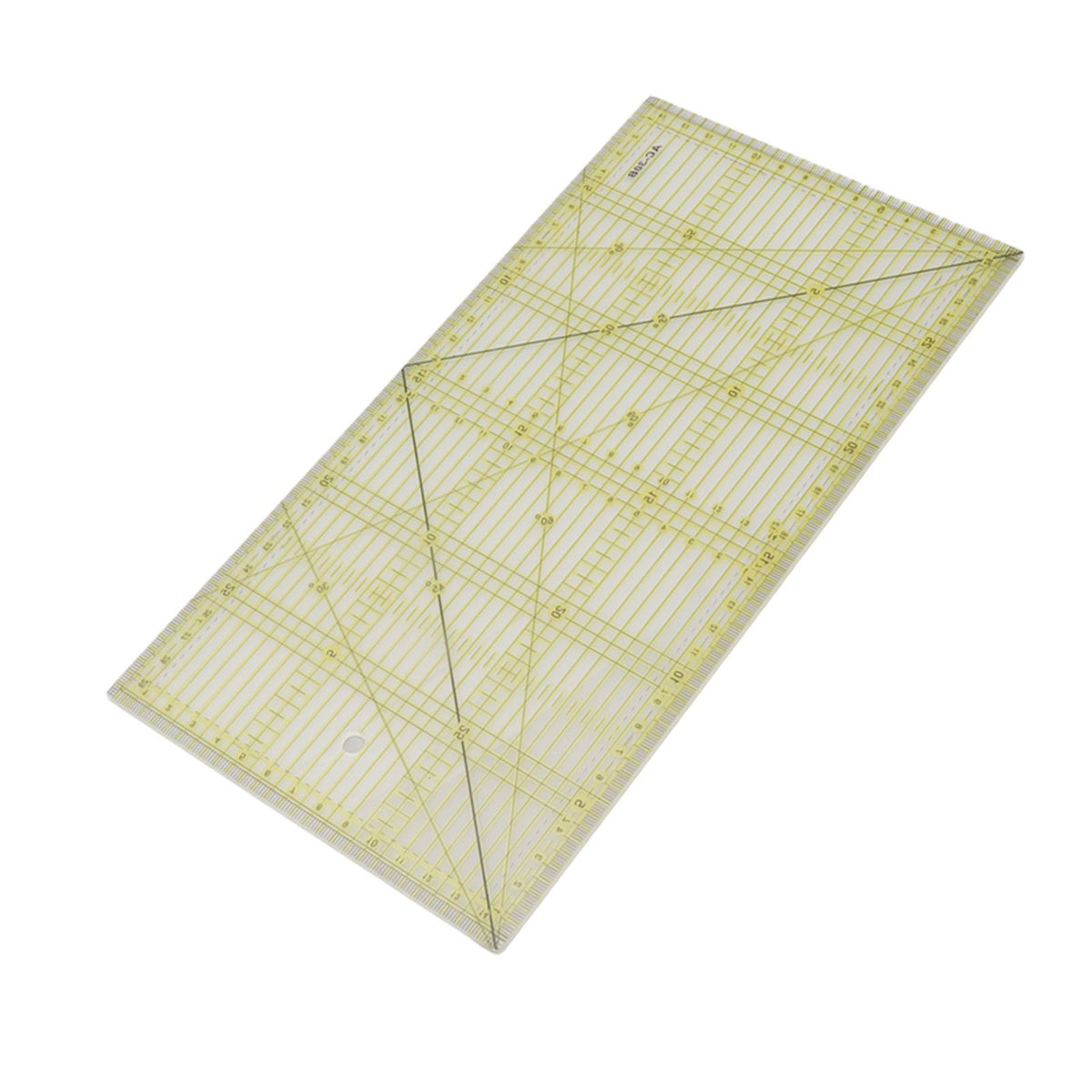 Rectangular grid ruler with measurements on a white background