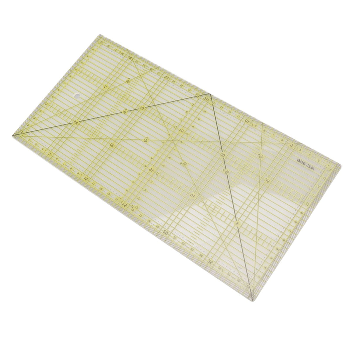 Rectangular grid ruler with a triangle on a white background