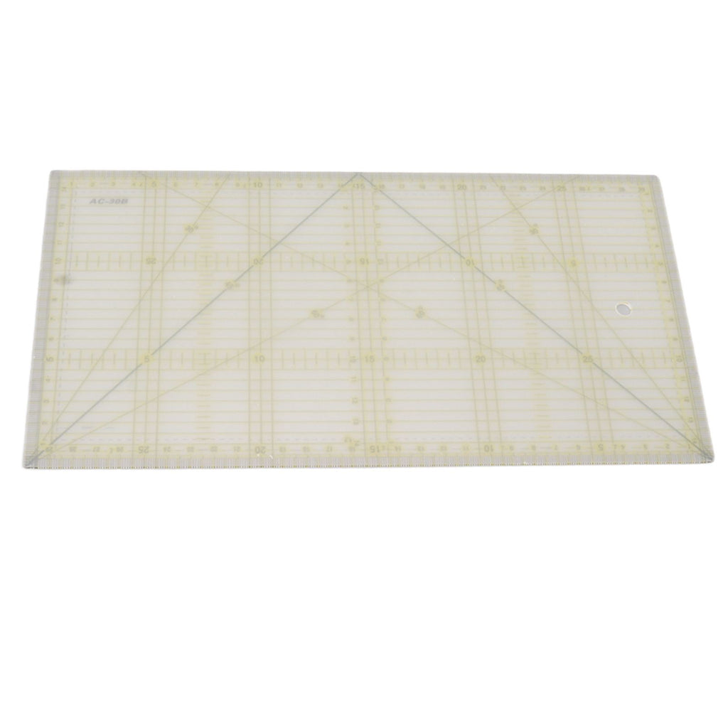Quilting ruler with grid lines on a white background