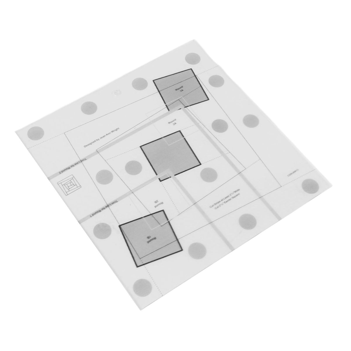 White square with gray square cutouts on a white background