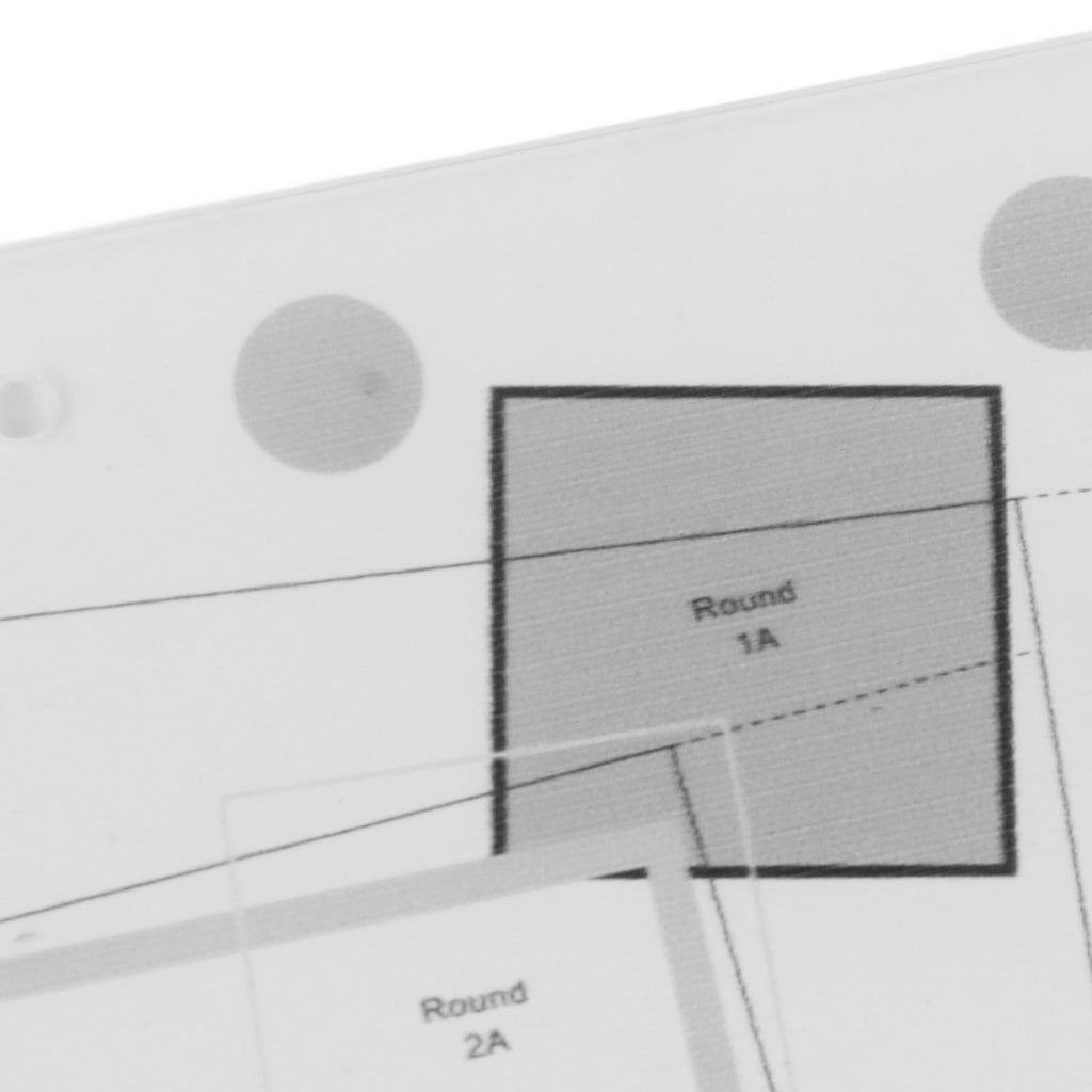 Measurement chart with labeled round and rectangular shapes on a white background