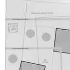 Design layout with geometric shapes and text, designed by Jean Ann Wright.