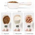Measurement scoop with digital display for measuring dog food, milk powder, and canned food.