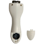 White electronic device with a plug on a white background
