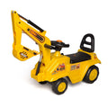 Yellow toy excavator on a white background