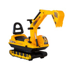Yellow toy excavator on a white background