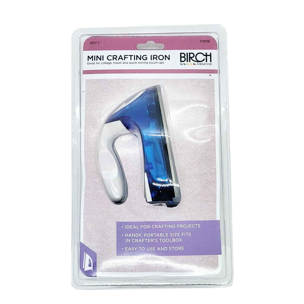 Mini crafting iron in packaging with Birch brand branding