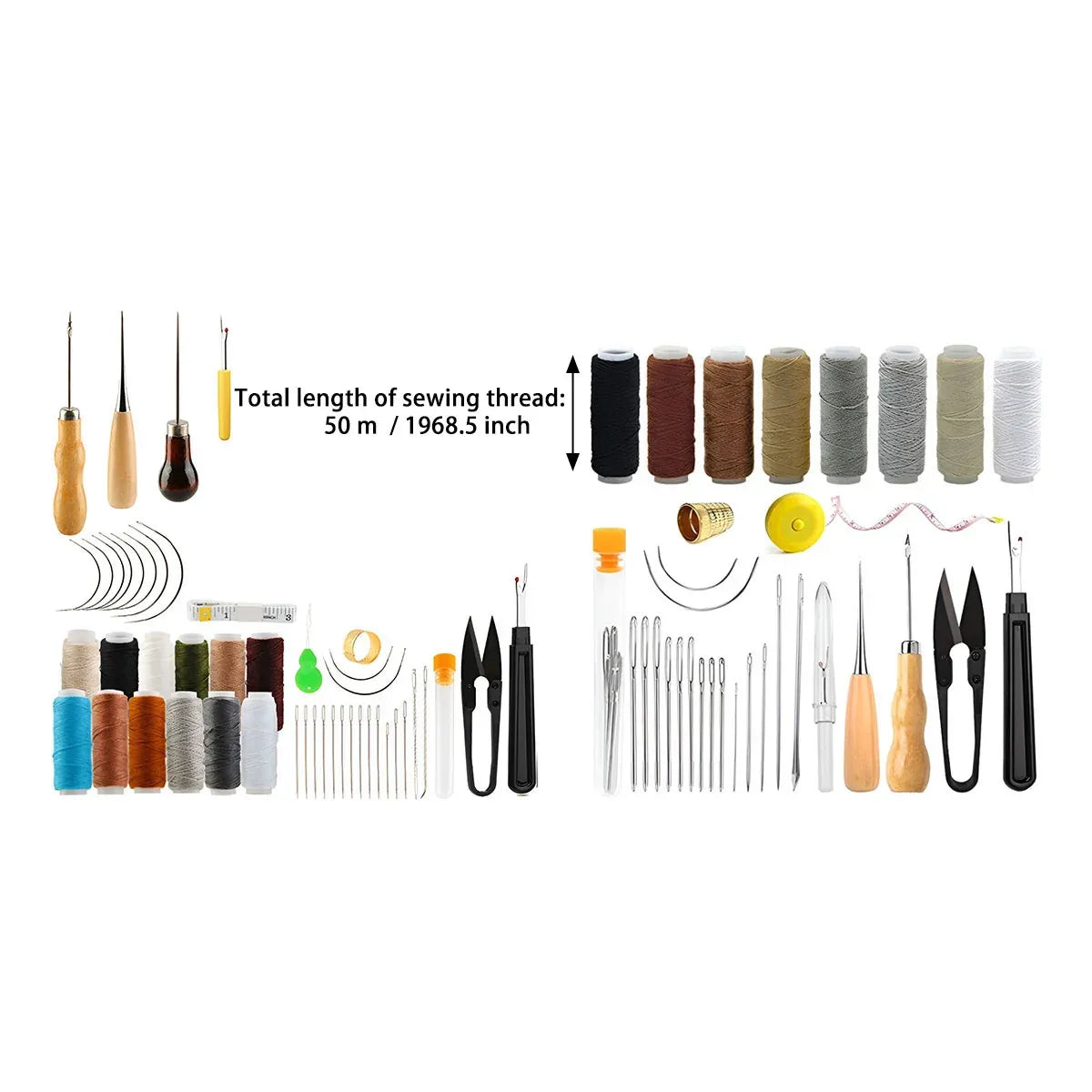 Hand Sewing Kit Canvas Leather Craft 31 or 37PCS Big Eye Needles Cotton Thread - 37PCS