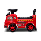 Red toy fire truck with a white background